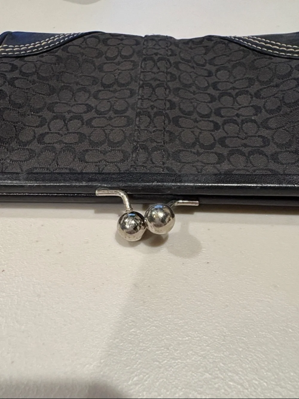 Coach - Vintage Soho Mini Signature jacquard kisslock wristet, purse. black